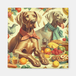 Aimant Peinture Weimaraner vintage