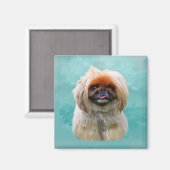 Aimant Pekingese Chien Aquarelle Art Portrait (Recto/Verso)