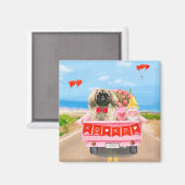 Aimant Pekingese Chien Saint Valentin Coeurs de Camion (Recto/Verso)