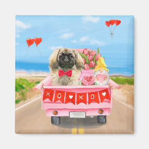 Aimant Pekingese Chien Saint Valentin Coeurs de Camion