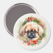 Aimant Pekingese Christmas Wreath Festive Pup (Recto/Verso)