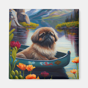 Aimant Pekingese sur une pagaie : une aventure Pittoresqu
