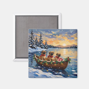 Aimant Pékinois Bateau de Noël Vacances