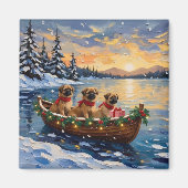 Aimant Pékinois Bateau de Noël Vacances (Devant)