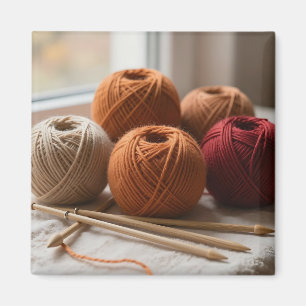 Aimant Pelotes de Laine Cosy Tricot Tons Automnales