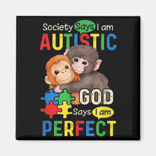 Aimant Peluche de singe bébé mignon autiste qui étreint