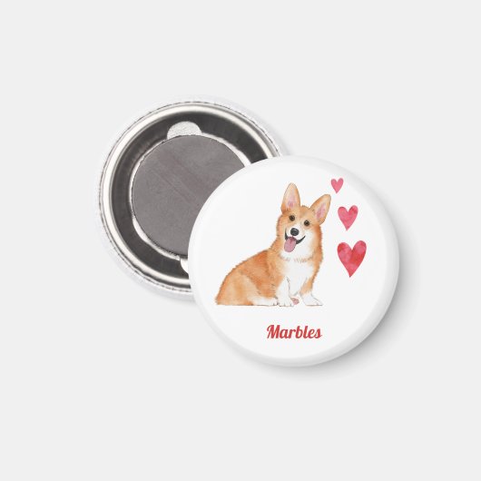 Aimant Pembroke Welsh Corgi Chien Nom Personnalisé (Recto/Verso)