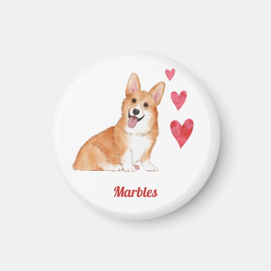 Aimant Pembroke Welsh Corgi Chien Nom Personnalisé (Devant)