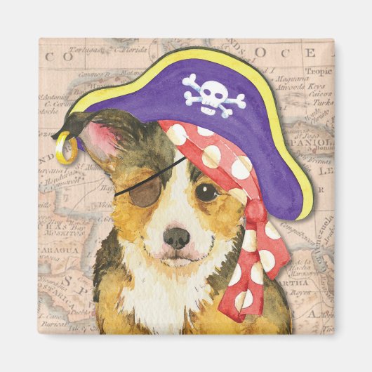 Aimant Pembroke Welsh Corgi Pirate (Devant)