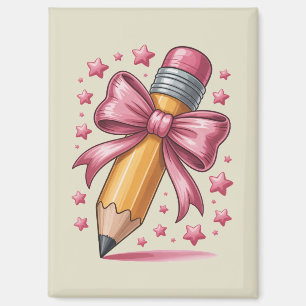 Aimant Pencil Coquette Bow Enseignant Appréciation School