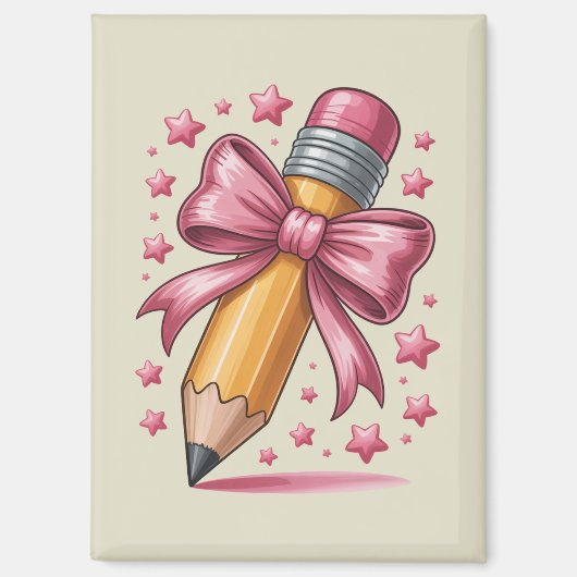 Aimant Pencil Coquette Bow Enseignant Appréciation School (Recto)