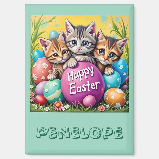 Aimant PENELOPE ~ LAPINS DE PÂQUES Œufs de Pâques ~  Aima (Recto)