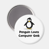 Aimant Penguin aime le Geek informatique (Recto/Verso)