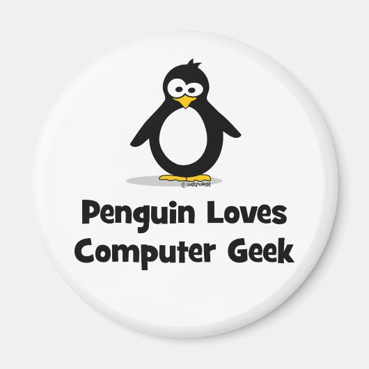 Aimant Penguin aime le Geek informatique (Devant)