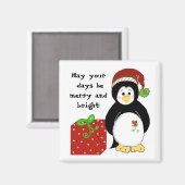 Aimant Penguin avec un message de vacances (Recto/Verso)