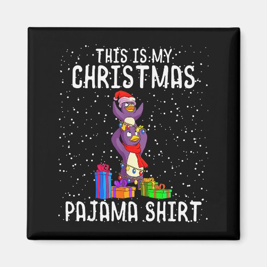 Aimant Penguin Christmas Pajama Shirt Penguin Lover Gift (Devant)