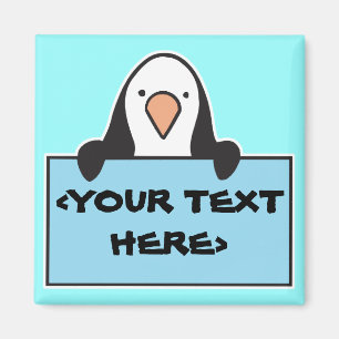 AIMANT PENGUIN CUIT AVEC SIGNE PERSONNALISÉ,<YOUR TEXT HE