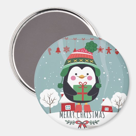 Aimant Penguin de Christmas (Recto/Verso)