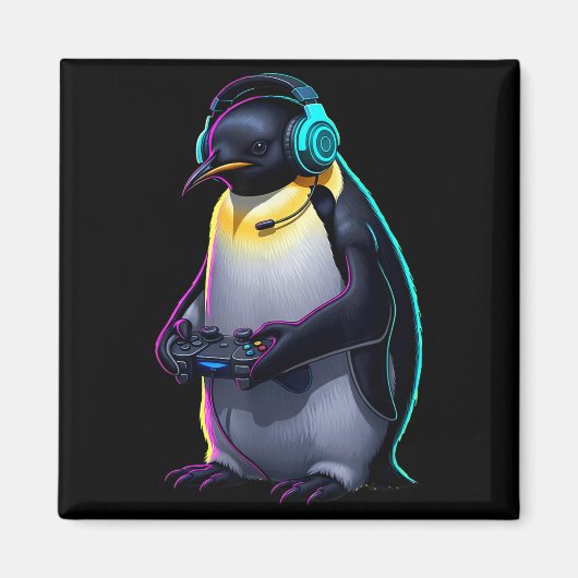 Aimant Penguin Gaming Animal Video Games Funny Penguin (Devant)