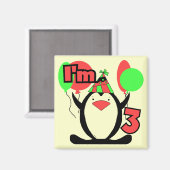 Aimant Penguin I'm 3 Anniversaire Tshirts et cadeaux (Recto/Verso)