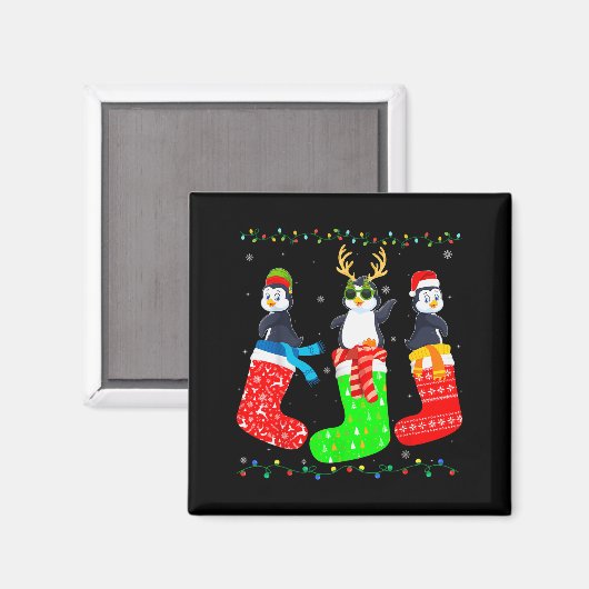 Aimant Penguin In Xmas Socks Funny Holiday Ugly Sweater C (Recto/Verso)