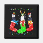 Aimant Penguin In Xmas Socks Funny Holiday Ugly Sweater C (Devant)