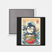 Aimant Penguin Kawaii Japanese Ramen Noodle Retro Gaming  (Recto/Verso)