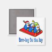 Aimant Penguins Dormir Hiver Vacances Scène (Recto/Verso)