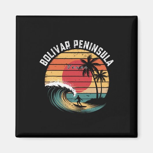 Aimant Péninsule de Bolivar Texas Plage Surf  (Devant)