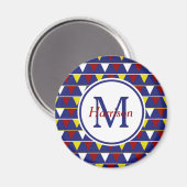 Aimant Pennants nautiques sur Monogramme bleu (Recto/Verso)