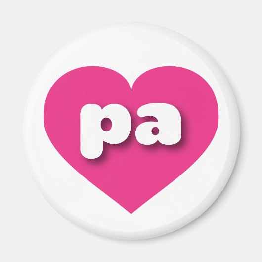 Aimant Pennsylvanie coeur rose chaud - I love pa pa (Devant)