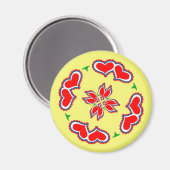 Aimant Pennsylvanie Dutch Hex sign Coeurs (Recto/Verso)