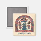 Aimant Pennsylvanie Dutch Hex Sign, modifier le texte (Recto/Verso)
