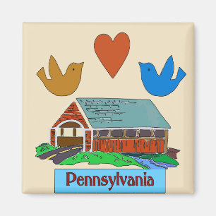 Aimant Pennsylvanie Heart Bird, pont couvert colonial