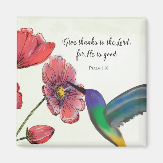 Aimant Pensée religieuse de fleurs de vous avec colibri (Devant)
