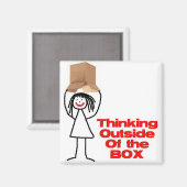 Aimant Penser à l'extérieur du dessin animé (Recto/Verso)