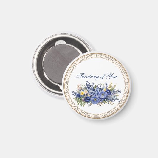 Aimant Pensez à vous, belle conception florale, (Recto/Verso)