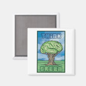 Aimant Pensez au cerveau vert (Recto/Verso)