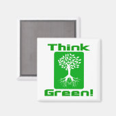 Aimant Pensez vert | Sensibilisation De l'environnement (Recto/Verso)