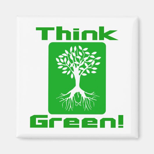 Aimant Pensez vert | Sensibilisation De l'environnement (Devant)