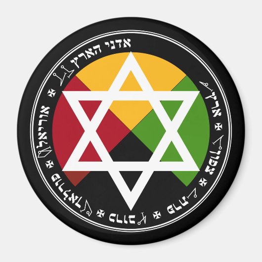 Aimant Pentacle de la Terre de l'Aube Dorée sur Fond Noir (Devant)