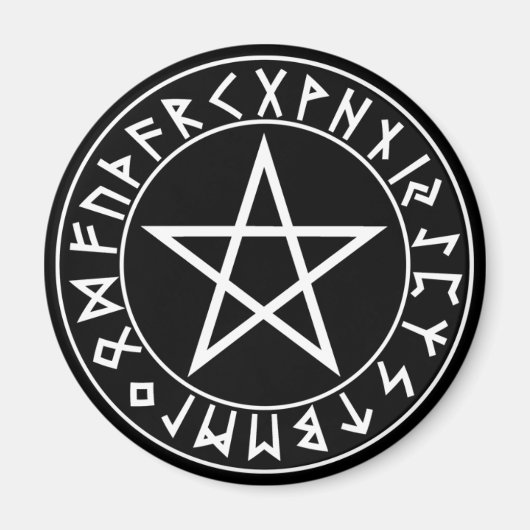 Aimant Pentacle de rune magnétique sur noir (Devant)