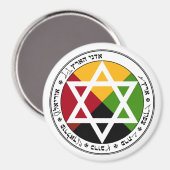 Aimant Pentacle de Terre de l'Aurore Dorée sur fond blanc (Recto/Verso)