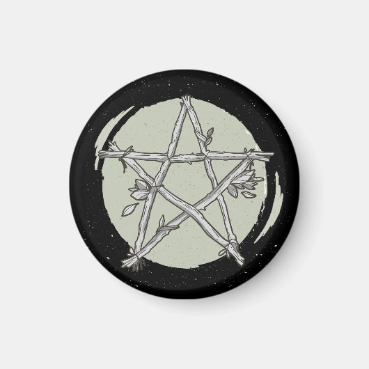 Aimant pentacle vert feuillu (Devant)
