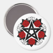 Aimant Pentagramme aux roses rouges (Recto/Verso)