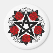 Aimant Pentagramme aux roses rouges (Devant)