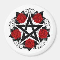 Pentagramme aux roses rouges
