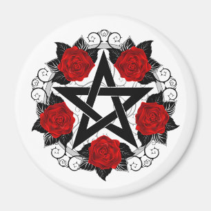 Aimant Pentagramme aux roses rouges