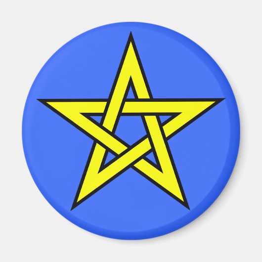 Aimant Pentagramme jaune sur bleu (Devant)
