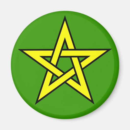 Aimant Pentagramme jaune sur vert (Devant)